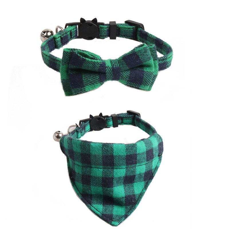 Classic Plaid and Gingham Bow Tie or Bandana Collars with Bell.