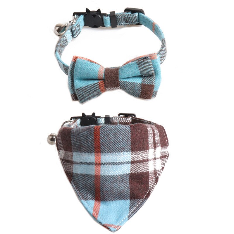 Classic Plaid and Gingham Bow Tie or Bandana Collars with Bell.