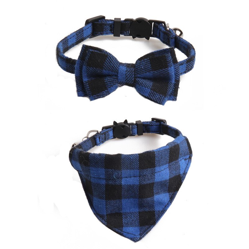 Classic Plaid and Gingham Bow Tie or Bandana Collars with Bell.