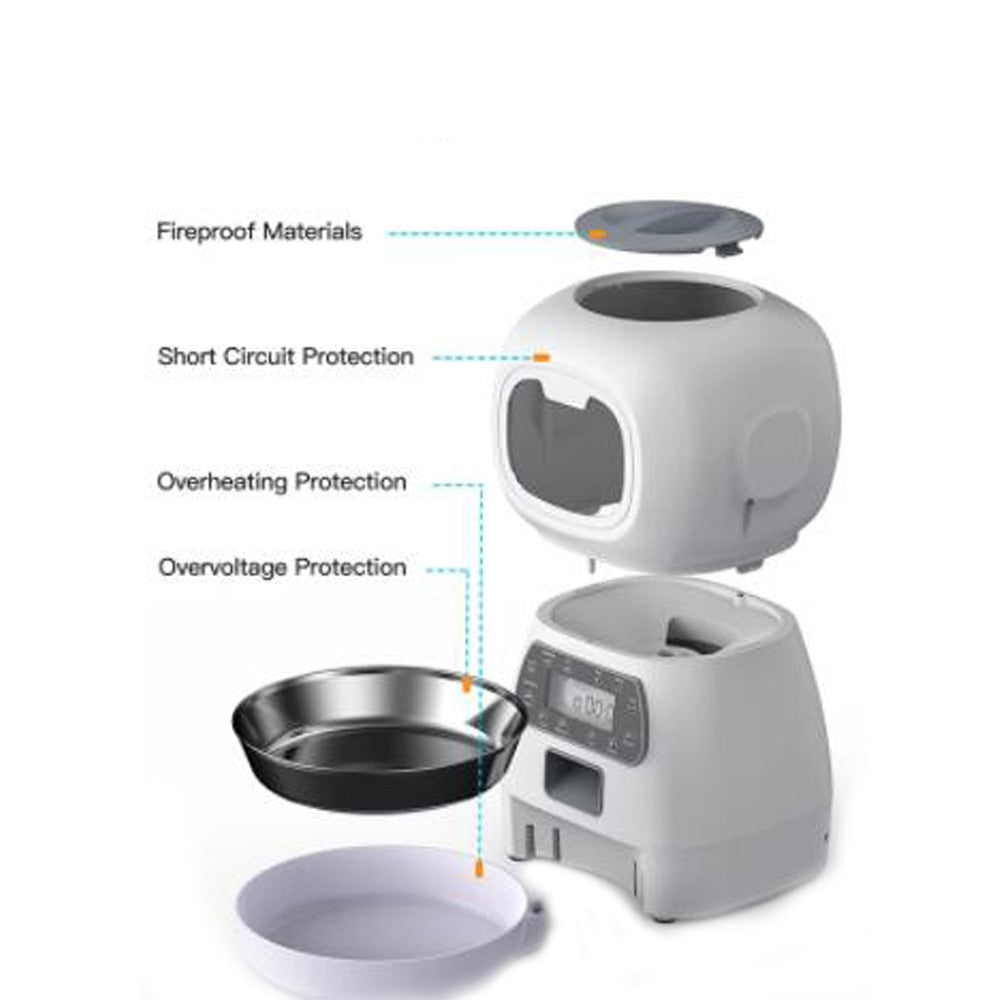 3.5L Automatic Pet Feeder Smart Food Dispenser For Cats Dogs with Timer and Stainless-Steel Bowl