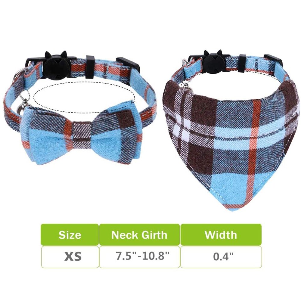 Classic Plaid and Gingham Bow Tie or Bandana Collars with Bell.