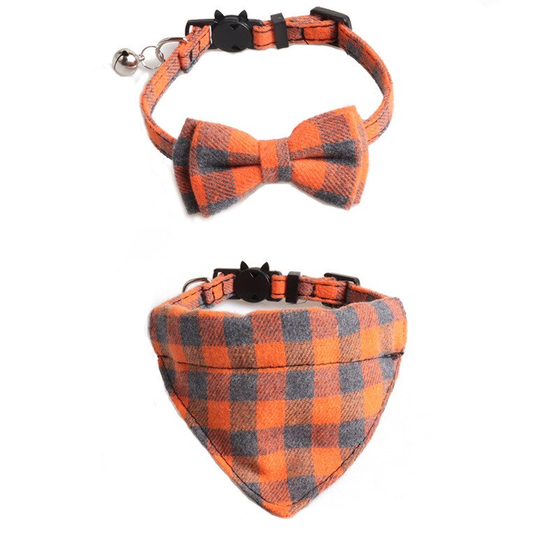 Classic Plaid and Gingham Bow Tie or Bandana Collars with Bell.