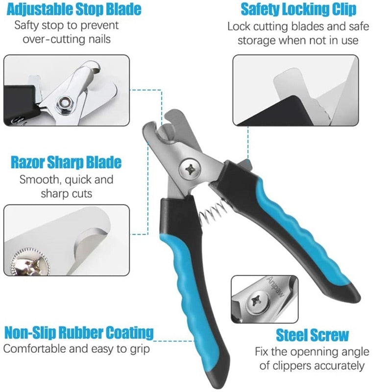 Professional Pet Nail Clipper with Safety Guard made of Stainless Steel.