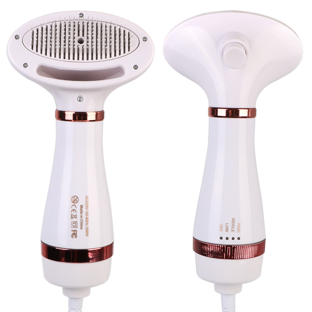 2 In 1 Pet hair dryer and beauty comb with low noise and adjustable temperature