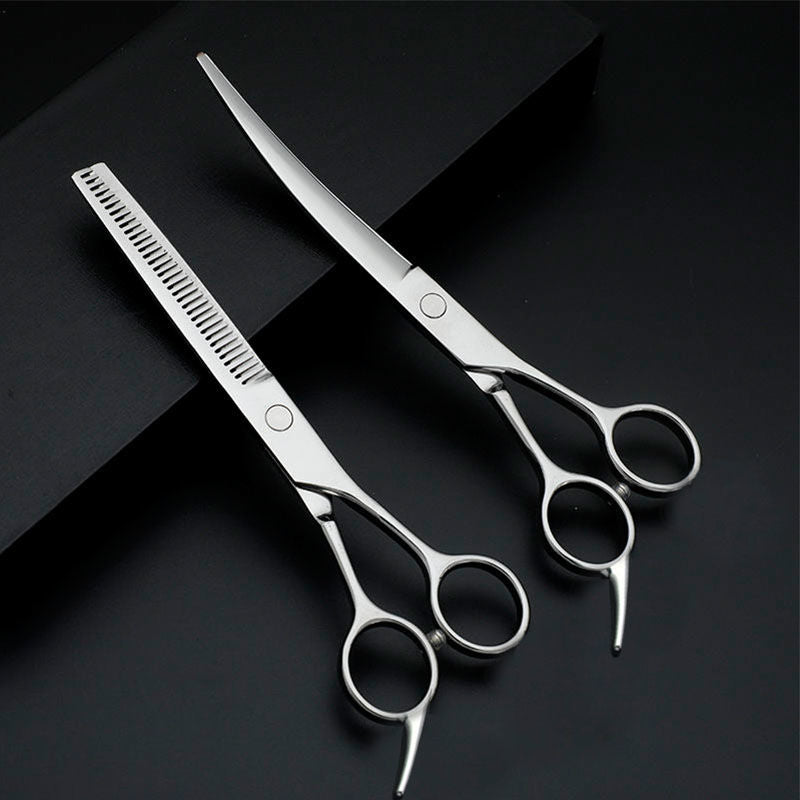 Professional pet grooming bent scissors set for dogs and cats