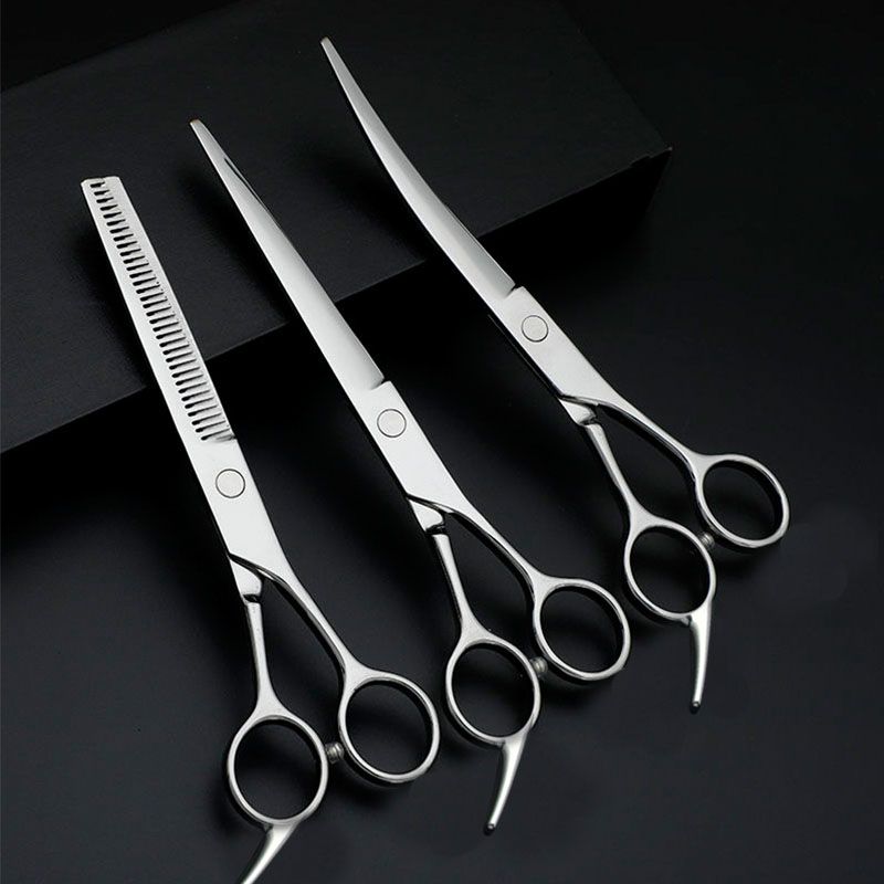 Professional pet grooming bent scissors set for dogs and cats