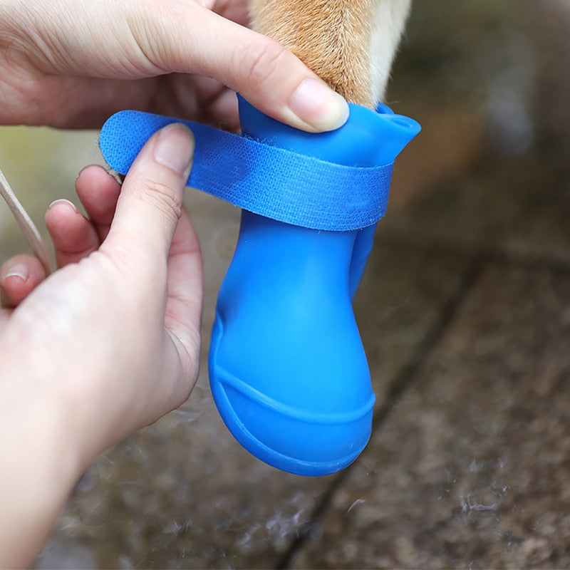 4Pcs Pet Waterproof Rain Shoe that is Anti-Slip