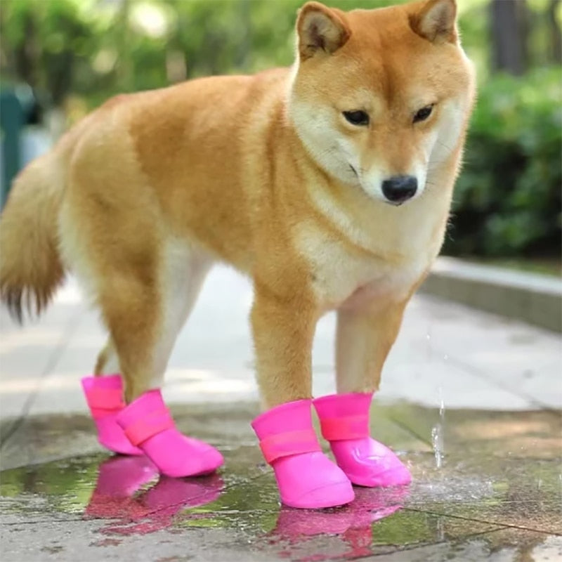 4Pcs Pet Waterproof Rain Shoe that is Anti-Slip