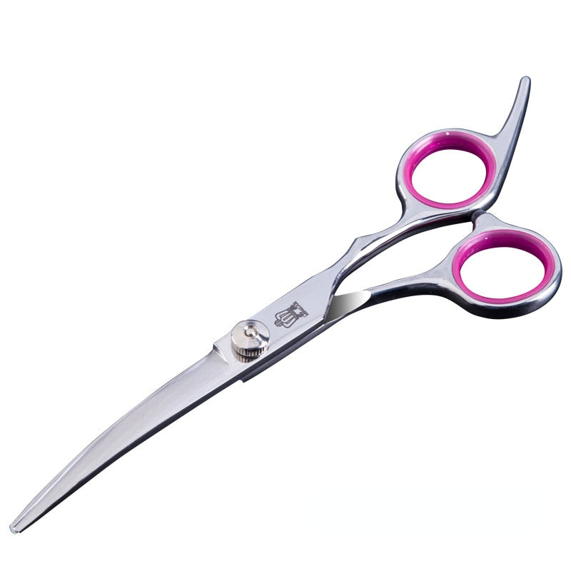 Professional dog or cat grooming scissors with safety round tips made of heavy duty titanium stainless steel