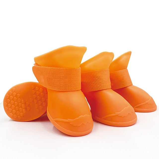 4Pcs Pet Waterproof Rain Shoe that is Anti-Slip