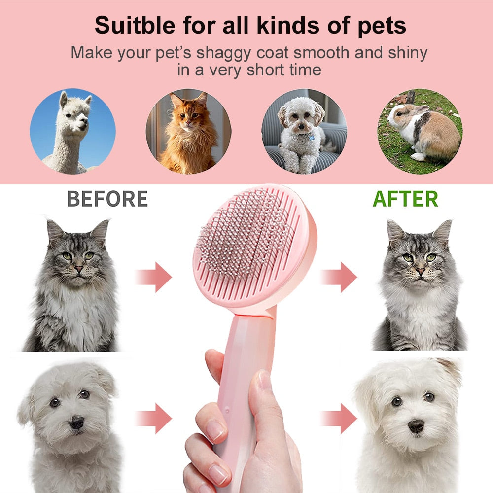 Grooming Pet Hair Remover Brush Cat or Dogs Hair Comb Removes Comb Short Massager Brush