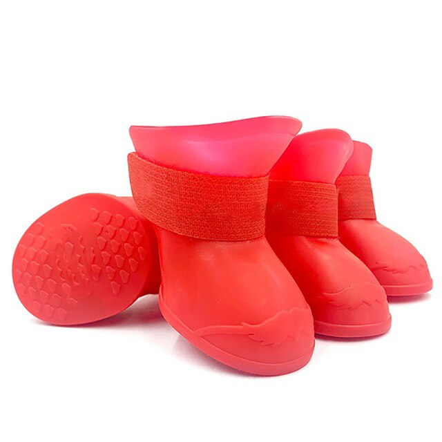 4Pcs Pet Waterproof Rain Shoe that is Anti-Slip