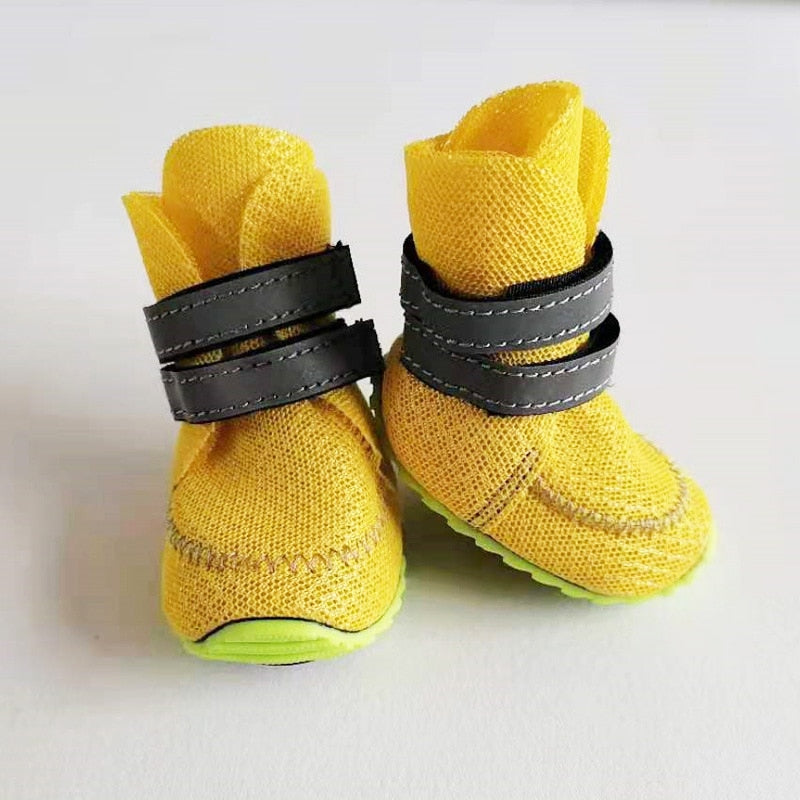 4PCS Summer Dog Boots with Reflective Strips