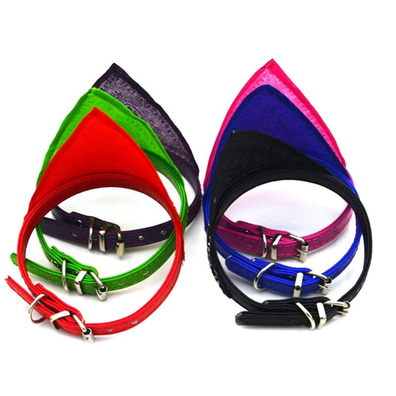 Handkerchief adjustable cat and dog bandana collar PU pet neck scarf with printed triangle scarf