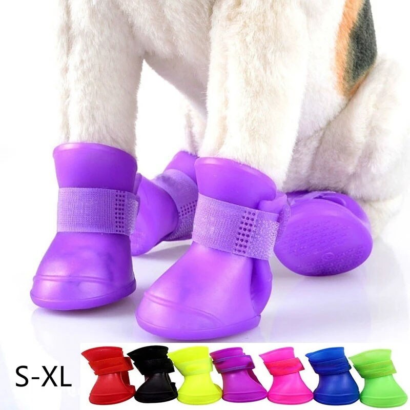 4Pcs Pet Waterproof Rain Shoe that is Anti-Slip