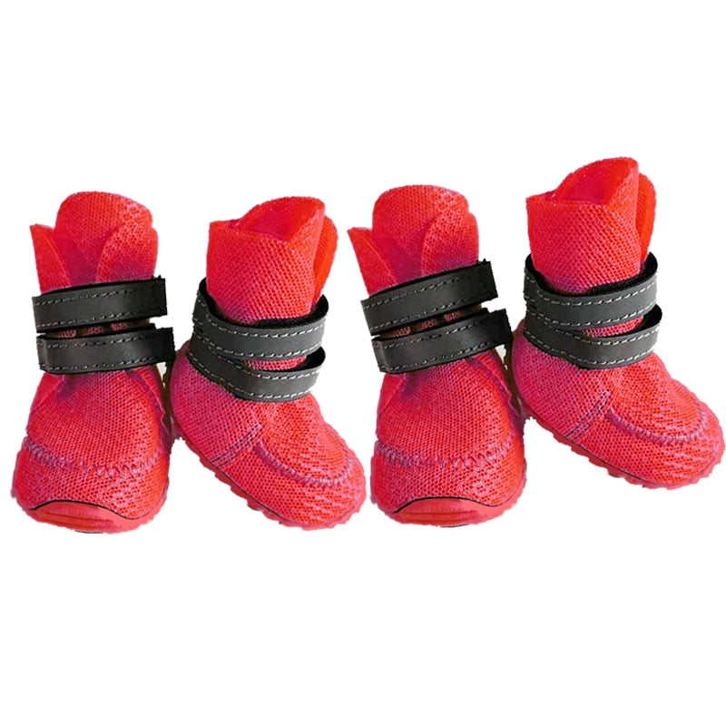 4PCS Summer Dog Boots with Reflective Strips