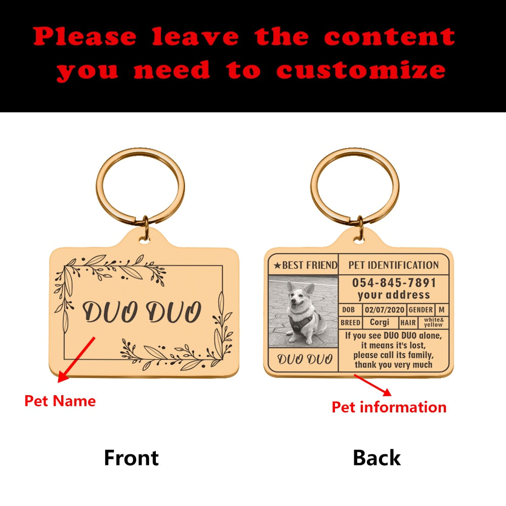 Rectangle Collar Tag that can be Customized