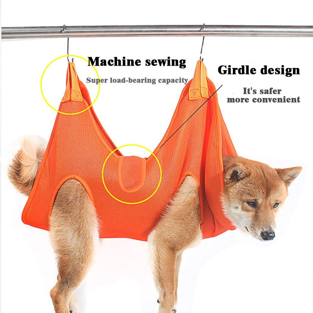 STCPA Pet Grooming Hammock for dogs for nail trimming.