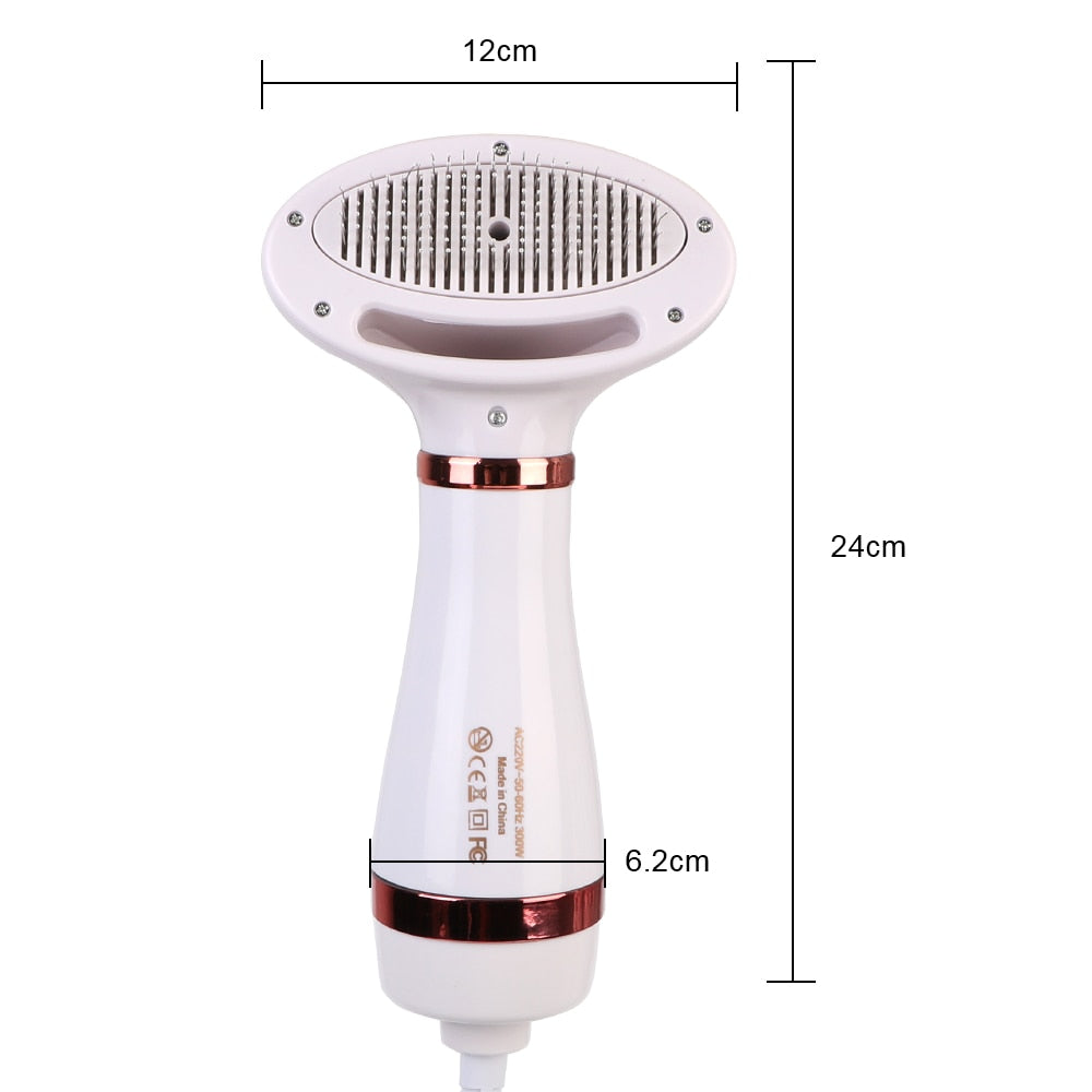 2 In 1 Pet hair dryer and beauty comb with low noise and adjustable temperature