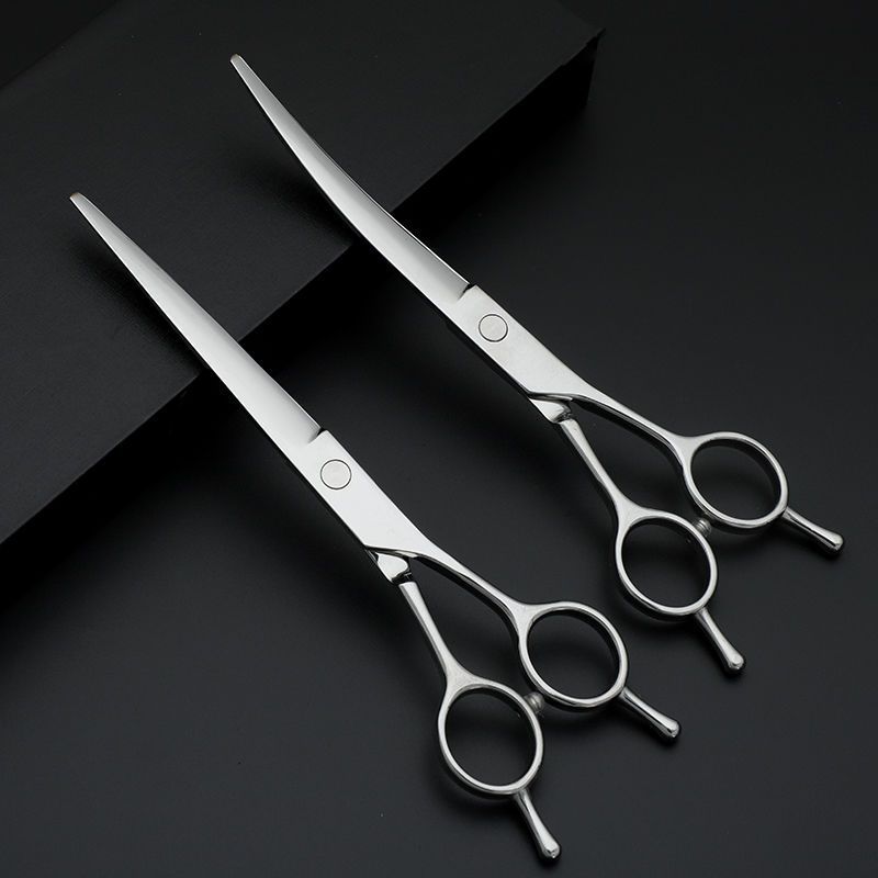 Professional pet grooming bent scissors set for dogs and cats