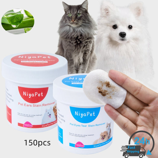 150Pcs Pet wipes for cleaning dog or cat eyes or ears