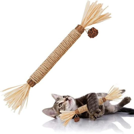 Wooden Polygonum Stick Lafite Grass Toy Molar Stick with Catnip