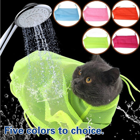 Mesh cat groom bath bag that is adjustable for Anti Scratch, Bite