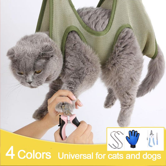 Cat grooming hammock set for nail cutting anti-scratch, bite