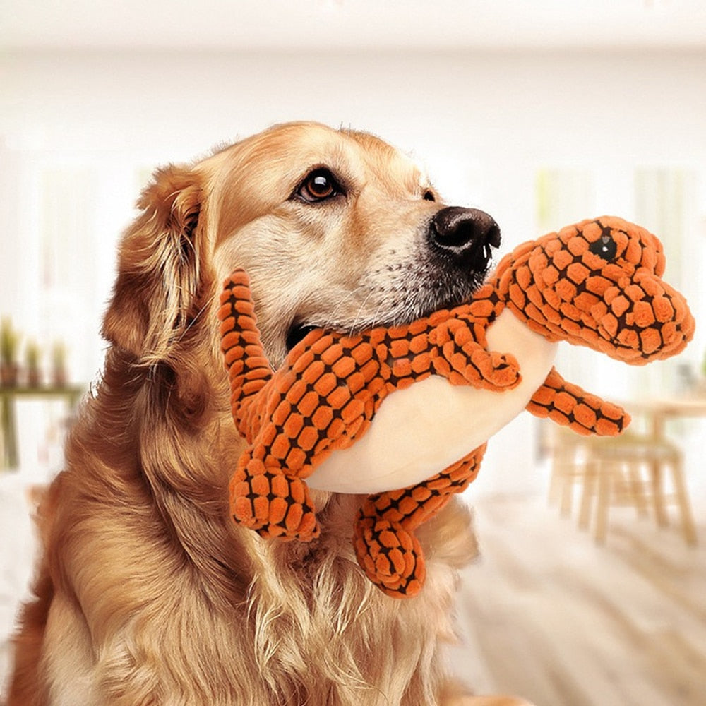 Plush Dinosaur can be a play toy or a comfort for a small puppy or kitten