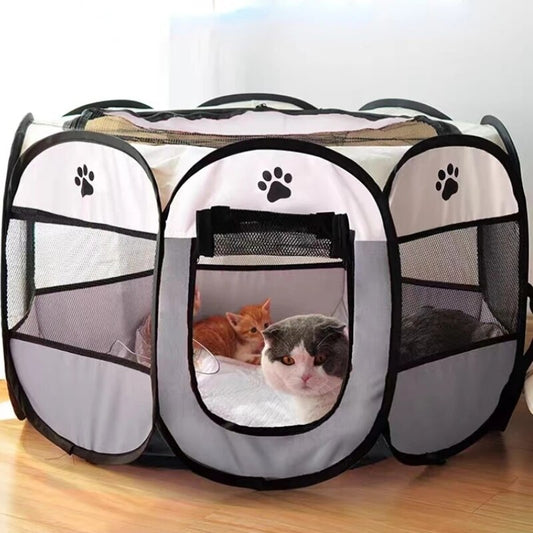Portable Foldable Pet Tent/Kennel Octagonal Fence that is Easy To Use for Outdoor or Indoor